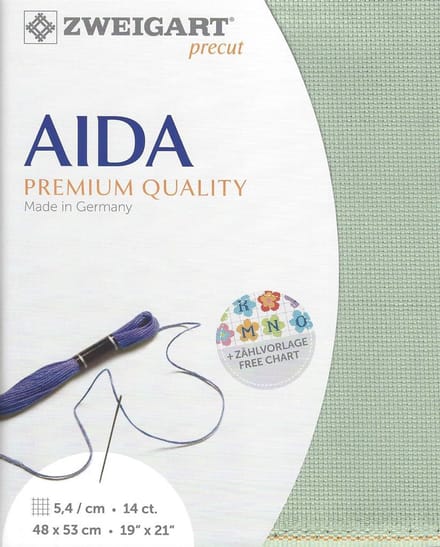 Borduurstof Aida 5,4 celadon green 48x53 cm - Zweigart