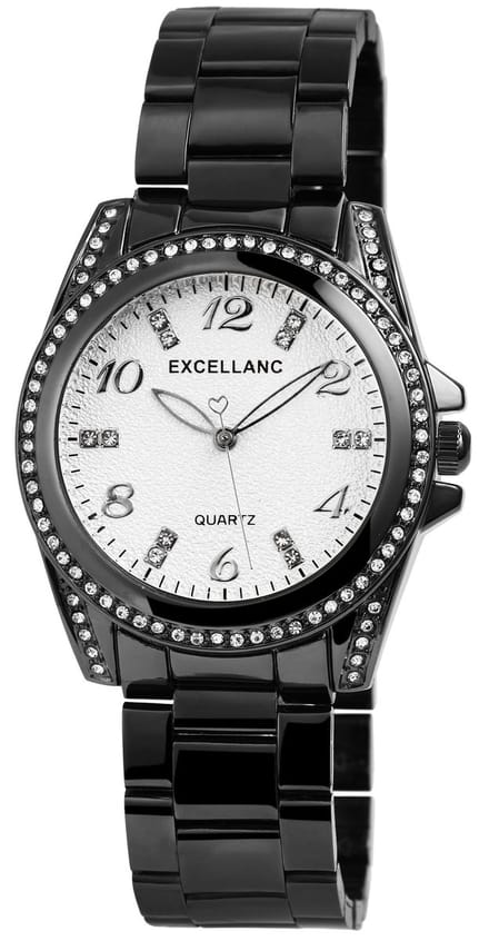 EXCELLANC Dameshorloge metaal met metalen armband en kristalversiering