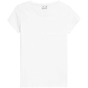 4F Effen Damest-shirt van Katoen in Witte XXL Regular Fit