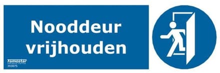Nooddeur Vrijhouden Sticker - Conform NEN-EN-ISO 7010 - 166x166mm