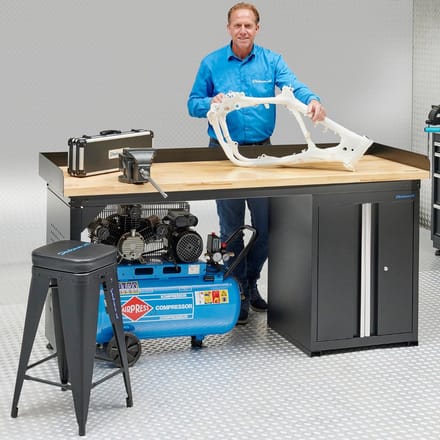 Datona® Werkbank 200 cm 1 kast deuren bamboe - Zwart