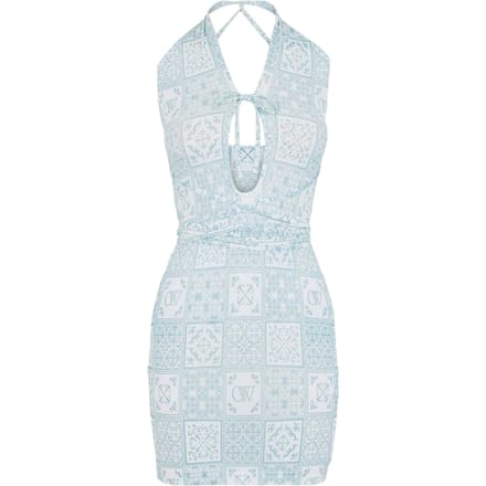 Off White Mini-jurk met bandana-print voor dames (Blauw/Wit)