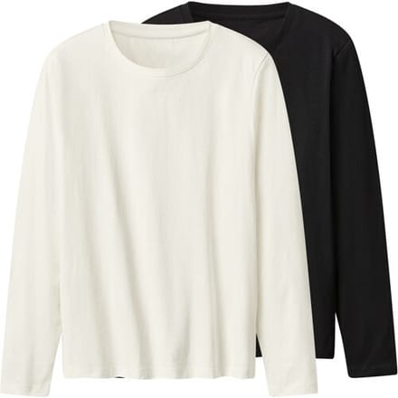 ESMARA Set van 2 dames shirts met lange mouwen (Zwart/wit, M (40/42))