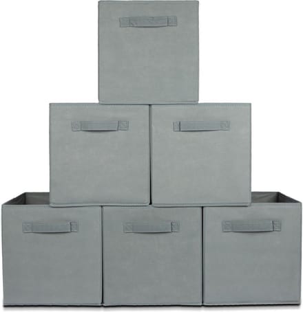 LifeGoods Opbergmand - 6 Stuks - Kast Organizer - 20L - Opbergbox - Textiel - Grijs