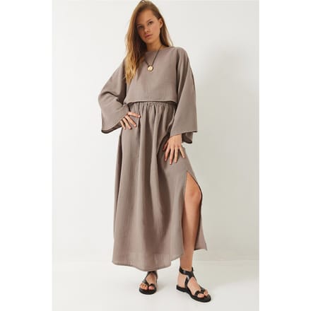 Getextureerde Crew Neck Blouse en Rok Set