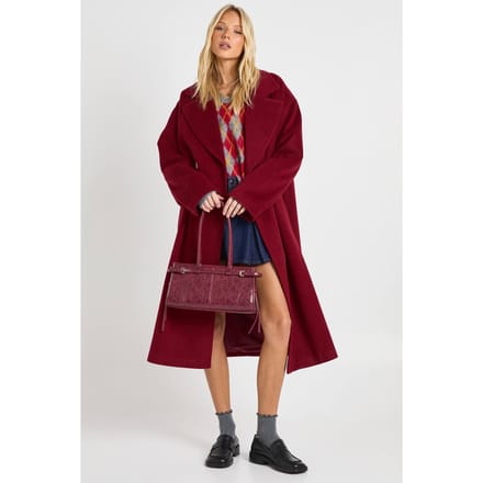 boohoo Dames Dubbelrijig wollen lookcoat | Rood | Maat: 42