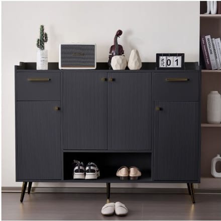 Schoenkast - MUVOE - Zwart - 2 lades - 4 deuren - Modern design