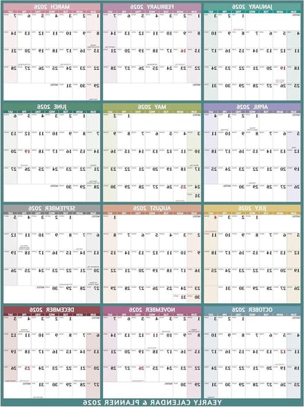 Jaarlijkse Wandkalender - Grote Kalender - Planning Maken - Veelkleurig Ontwerp - Groot Formaat - Multi
