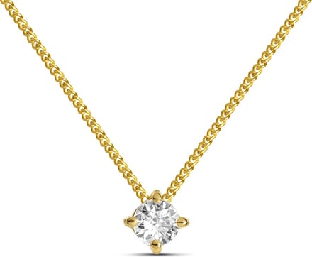Miore Pure Collier Ketting Dames - 14 Karaat Goud - Met Diamanten - Met Hanger - 45 cm