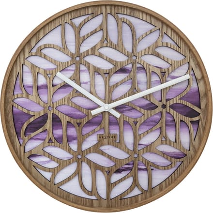 NeXtime Yogi – Wandklok – 40 cm – Hout – Paars – Stil