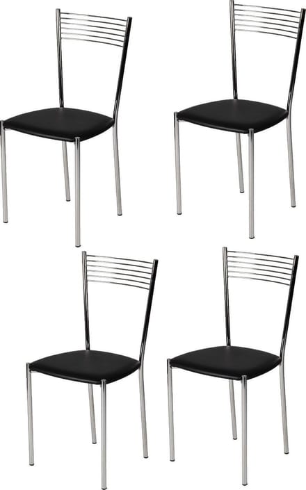 Tommychairs Elegance - Eetkamerstoelen - Set van 4 - Chroom & Zwart - Kunstleer