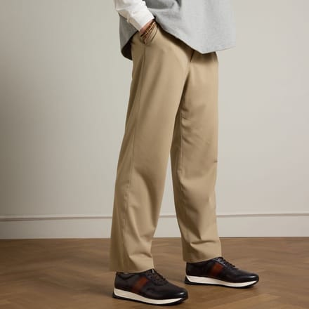 Manfield - Heren - Grijze leren sneakers - Maat 43