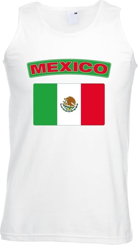 Mexico singlet shirt/ tanktop met Mexicaanse vlag wit heren M