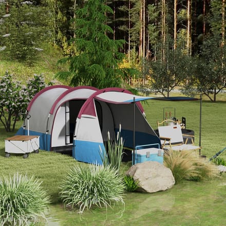 MODFU - Tunneltent - 2 Ruimtes - 3 Ingangen - Polyester - Rood - 420 x 200 x 150 cm