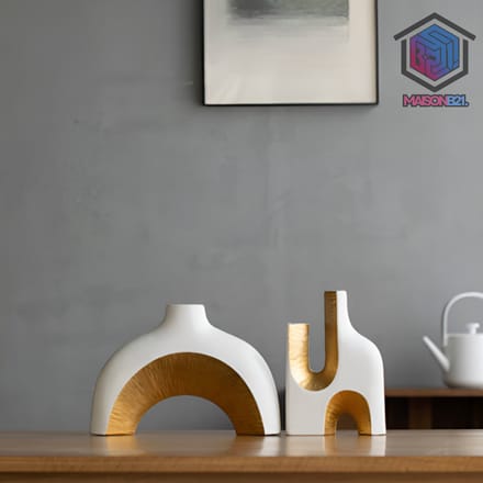 B21 - Vazen Set Goud Wit - Luxe Woonaccessoires Decoratie Binnen Huis