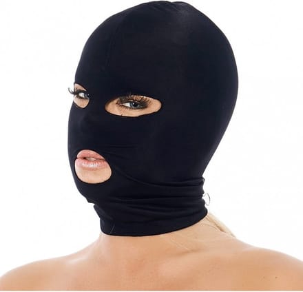 Bondage Play - Nylon hoofdmasker open ogen en mond