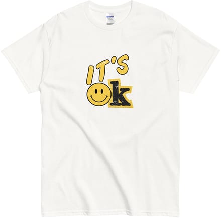 Heren en Dames T-shirt - Statement It's Ok - Smiley Design - Grijs - L