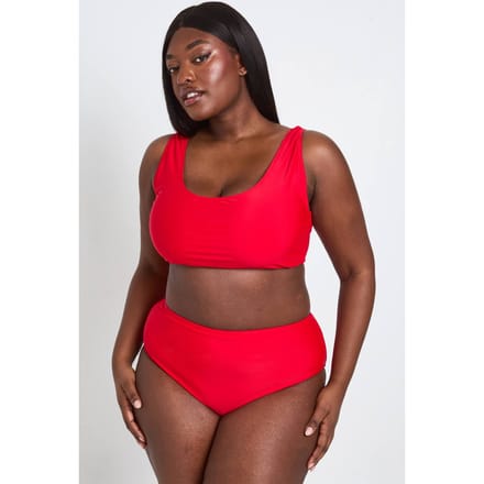 boohoo Dames Plus Essentials Scoop Bikinitop | Rood | Maat: 50