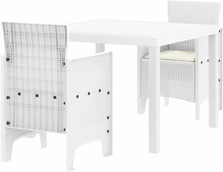 Tuintafelset Polypropyleen - Eettafel met stoelen - Buiten dineren - Gestructureerd oppervlak - 100 x 100 cm - Wit