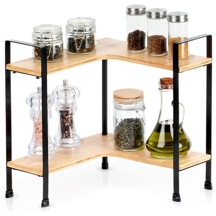 Vilde Serie - Hoekige Bamboe Keukenplank - 2-Niveaus - 29,5x29,5x33,5 cm - Modern Ontwerp