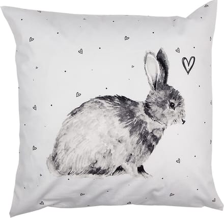 Clayre & Eef Kussenhoes 45x45 cm Wit Polyester Konijn