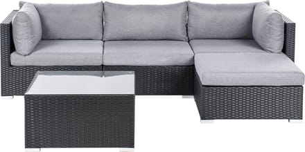SANO - Loungeset voor 4 - Zwart - Linkszijdig - PE rotan