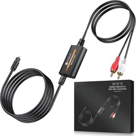 DAC Converter 192 kHz met Optische naar RCA-kabel en Ingebouwde Versterker