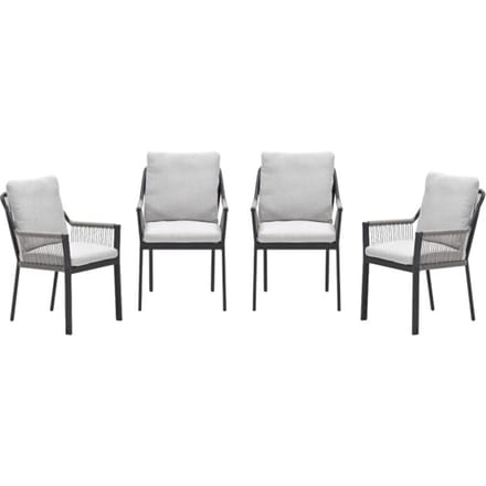 Garden Impressions Raxa tuinstoelen set van 4 – carbon black / rope taupe