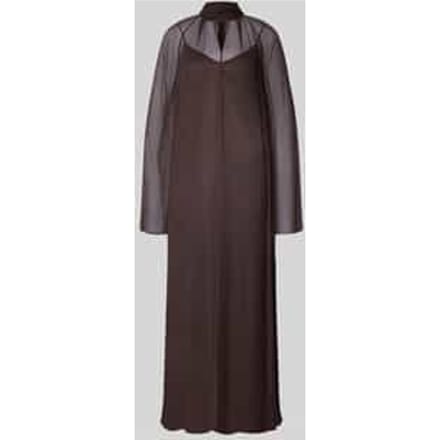 Maxi-jurk van viscose met opstaande kraag, model 'ESTHER'