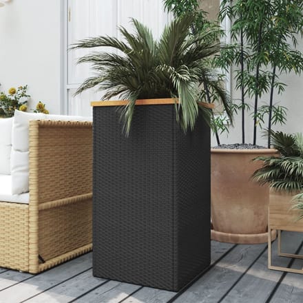 vidaXL - Plantenbak - 40x40x80 - cm - poly - rattan - zwart