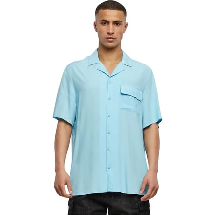 Urban Classics - Viscose Camp Overhemd - S - Blauw