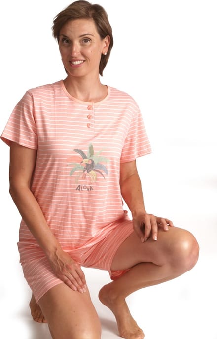 Cocodream dames shortama - maat M - Aloha - zalm