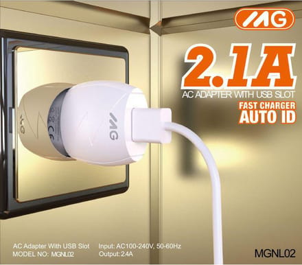 MG - Quick Charge 2.1A - USB 18W Charger Adapter Snellader Thuislader Fast Charge Reis Adapter - Wit, White