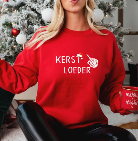 Foute kersttrui- Kerst Loeder. Kleur rood- Maat L