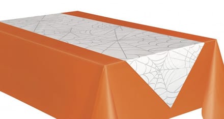 Halloween tafelloper met spinnenwebmotief, 2,2 m