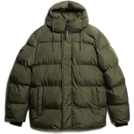 Superdry - Middellange Sport Pufferjas met Capuchon - Heren - Gewatteerde jassen