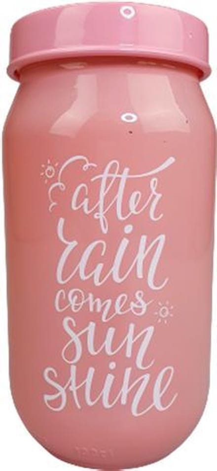 Voorraadpot SUMANO met tekst -  Roze  - Glas - Ø 8 x h 18 cm