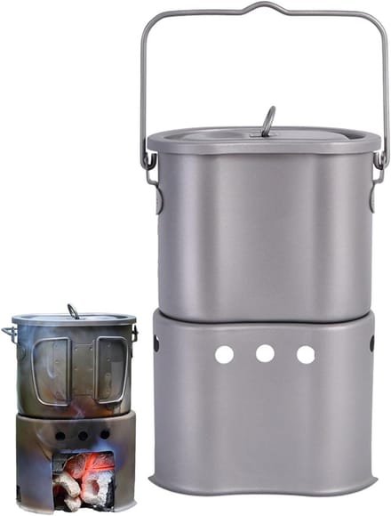 Tentkachel Camping - Draagbare Kookset - Outdoor Koken - Compact Nesting Design - 22 x 15 x 12 cm - Metaal
