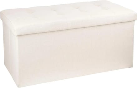 Atmosphera Poef/hocker - beige - MDF - 76 x 38 x 38 cm - opvouwbaar - opbergbox
