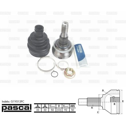 Homokineet reparatie set, aandrijfas PASCAL G1Y013PC
