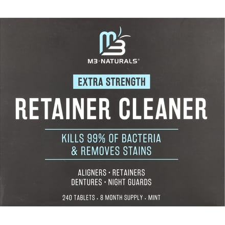 M3 Naturals, Reinigingstabletten voor Beugel, Extra Kracht, Munt, 240 Tabletten