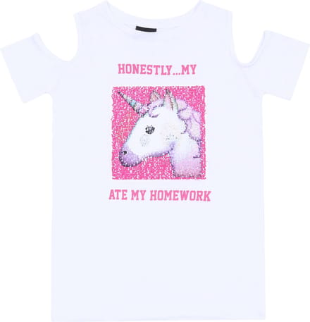Wit blousje met een eenhoorn/hond