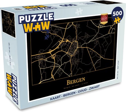 Puzzel Kaart - Bergen - Goud - Zwart - Legpuzzel - Puzzel 500 stukjes
