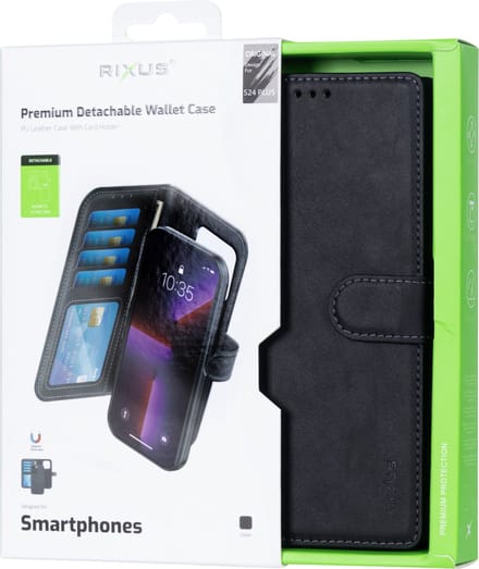 Rixus Duo Magnetic Detachable Wallet For Samsung Galaxy S24 Plus Black