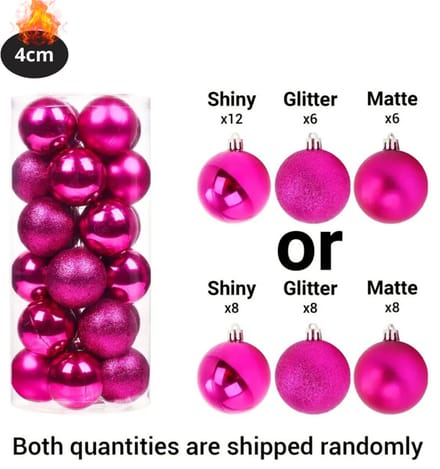 Nivard Kerstballen - Kerstversiering - Plastic - Rood Roze - 4 cm - 24 stuks