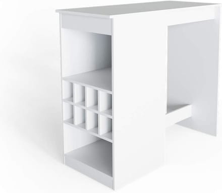 Hoge Bar Tafel Wit Compact met Geïntegreerde Wijnopslag en Vakken