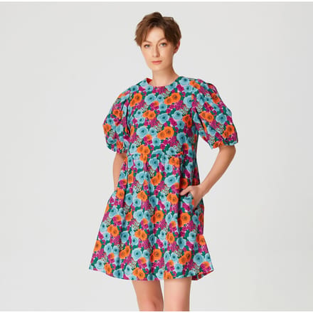 Korte trapeze -jurk met bloemenprint