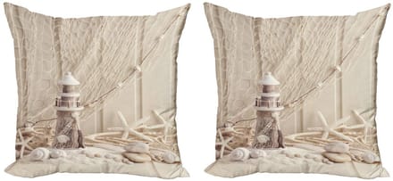 ABAKUHAUS visnet kussenhoes set – 2x60x60 cm – marine beige