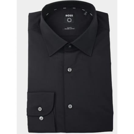 BOSS Hank slim fit overhemd - popeline - zwart - Strijkvriendelijk - Boordmaat: 41
