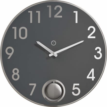 Sompex – 8128 – Wandklok met slinger – Metaal – Ø38 cm – Brussels – Antraciet/Zilver